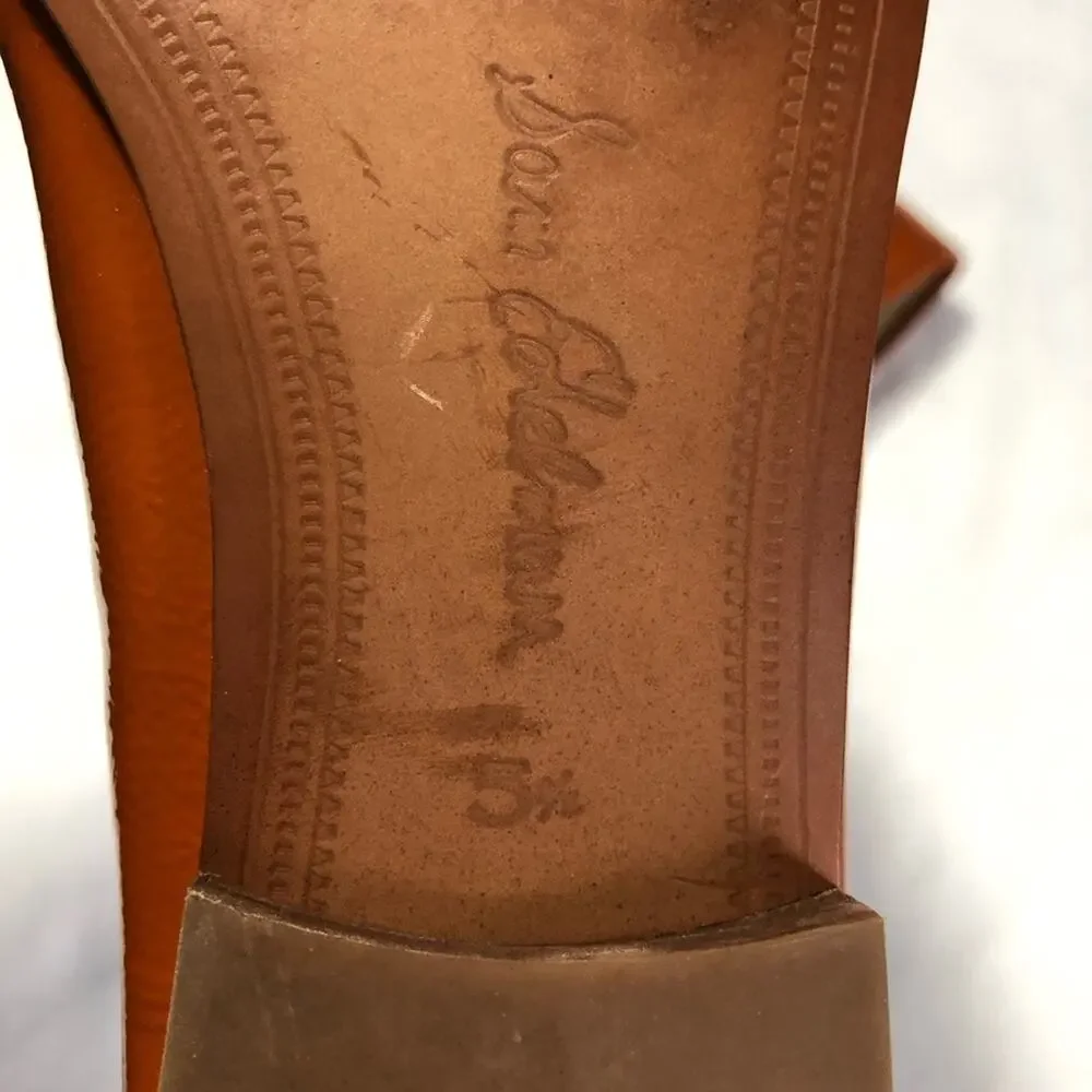 Sam Edelman Loraine Horsebit Orange Patent leather loafers womens 5.5 EUC preppy